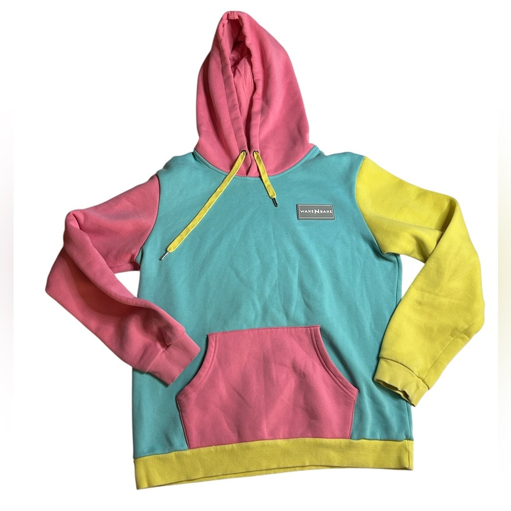 WakeNBake Pink, Yellow, and Blue Hoodie